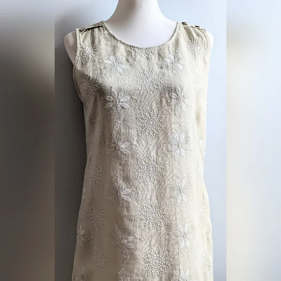 Terzo Millenio 100% Italian Linen Sleeveless Midi Dress Size Small - Picture 4 of 13